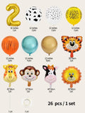 Animal Number Birthday Party Balloon Set - 24pcs